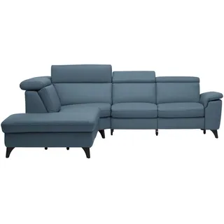 Cantus Ecksofa , Blau , Leder , Echtleder , Color-Finish-Leder , Uni , Ottomane links, L-Form , 285x239 cm , Typenauswahl, Bettkasten erhältlich, Fußauswahl, Lederauswahl, Stoffauswahl, seitenverkehrt erhältlich, Hocker erhältlich, Rückenfutter , Wohnzimmer, Sofas & Couches, Wohnlandschaften, Ecksofas