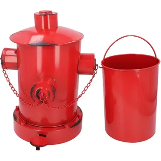 Feuerhydrant Müll kann dekorative Retro Industrial Style Indoor Outdoor Eisenabfallbehälter mit Eimer für Garden Home Kitchen rot