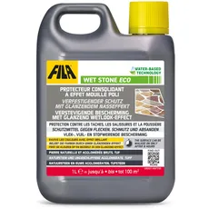 FILA Surface Care Solutions, WET STONE ECO, Stein Imprägnierung Aussen mit Nasseffekt, Wasserdichter Anstrich Fleckenabweisend, Steinversiegelung Außen/Innen, Versiegelung für pflastersteine, 1L