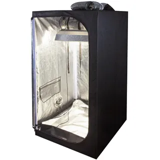 Windhager Growbox Starterset, Gewächshaus für Indoor-Anbau, Growzelt, Zuchtzelt, Pflanzzelt, Anzuchtzelt, Gewächszelt, 80 x 80 x 160 cm, schwarz, 05858