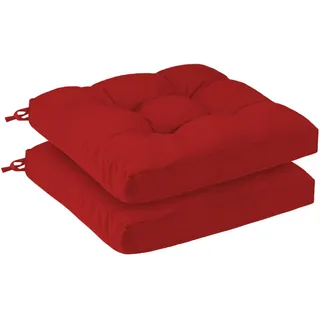 PRIMEPATIO 2er Set Sitzkissen Outdoor wasserdicht 50x50x8 cm – UV-beständige Polster für Gartenstühle, Terrassenmöbel, Rattansessel – langlebige Stuhlkissen für Balkon, Pool, Camping, Rot