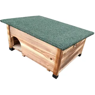 Relaxdays Igelhaus geflammt Tannenholz Bitumendach 25 cm , Braun , Holz, Papier , Rechteckig , 57x25x44 cm , Dekoration, Gartendeko