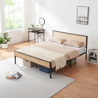 [en.casa] Metallbett Linköping 160 x 200 cm mit rechteckigem Kopfteil