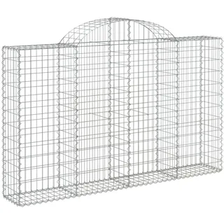 vidaXL Gabione mit Hochbogen 200x30x120/140 cm Verzinktes Eisen - Silber