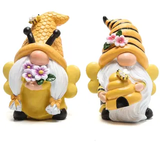 Hodao Herbst-Gartenzwerge, Dekorationen, Honigbienenenzwerg, Weltbienentag, Dekorationen, Geschenke, schwedische Zwergfigur, Tischherbst, Honig, Hummel, Zwerge, Dekorationen für Zuhause (2 Stück)