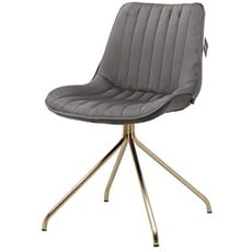 Zons Set mit 2 Stühlen Kylie aus Velour mit goldfarbenem Fuß, grau, 59.5x51xH83 cm