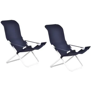 Stuhl Liegestühle fiam Fiesta Rahmen Stahl Weiß Mit Badetuch IN Blau 127PE Bsbl