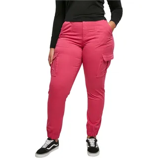 Urban Classics Damen Cargo-Hose Ladies Cotton Twill Utility Pants Hibiskus pink 33