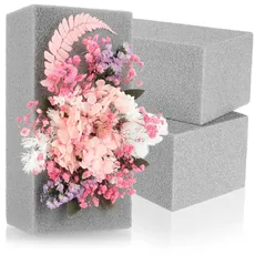 com-four® 3X Steckmasse für Blumengestecke - Trockenblumen Steckschaum - Steckschwamm zum Basteln - Blumensteckschaum, Trockensteckmasse für Feiern, Hochzeit, Geburtstag