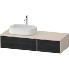 Duravit Zencha Konsolenwaschtischunterbau, 1300x550mm, 2 Auszüge, 1 Ausschnitt, ZE48160, Farbe (Front/Korpus): Front: EichSchwarz/Korpus: Taupe supermatt