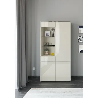 Standvitrine "Reno", kaschmir matt lack, glas kaschmir glanz, B:92cm H:185cm T:42cm, Glas, Holzwerkstoff, SET ONE BY MUSTERRING, Schränke, Standvitrine, Mit Gleitern und in verschiedenen Farben erhältlich