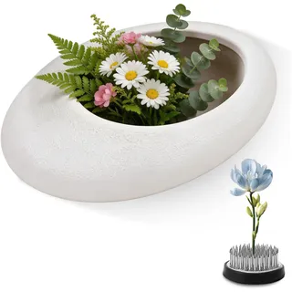 Japanisches Keramik Ikebana, 14.5×11×4.5cm Ikebana Schale Japanisch, Keramik Ikebana Vase, Ikebana Blumenvase mit 4cm Kenzan Blumen Frosch Töpferware für Wohnkultur und Büro, Hochwertige Keramikk
