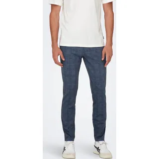 Elegante Chino Stoffhose Kariert | - Blau