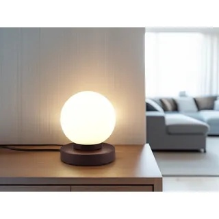 Kleine Tischlampe Rostoptik mit Glas Kugel E14 LED per Touch stufenweise dimmbar