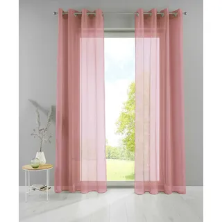 YASMIN 2er Set Ösengardinen HxB 245x140 cm Altrosa Transparent »Basel« Gardine Bleiband Store Vorhang, 20332TR2