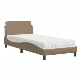 vidaXL Bett mit Matratze "Dover" Cappuccino-Braun 90x200 cm Kunstleder