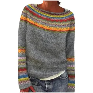 Bastwahl Strickpullover Damen Gestreift - Grobstrick Casual Sweater Elegant Pullover Oversized Langarm Sweatshirt Lose Oberteile Warm Einfarbig Wollpullover Strickpullover Lässiges Stricken Pulli
