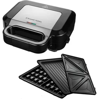 Russell Hobbs Multifunktionsgerät 3-in-1 [Sandwichmaker, Waffeleisen, Kontaktgrill] Creations (spülmaschinengeeignete, antihaftbeschichtete | Schwarz