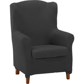 ECOMMERC3 Sofaüberwurf für Ohrensessel Überzug aus Duplex - Farbe Anthrazit - rutschfest und super verstellbar, 100% Made in Spain