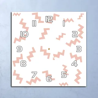 Deko Glasuhr Wanduhr 30x30 Retro Zickzack Rosa Quarz Küchenuhr Bürouhr - Rosa