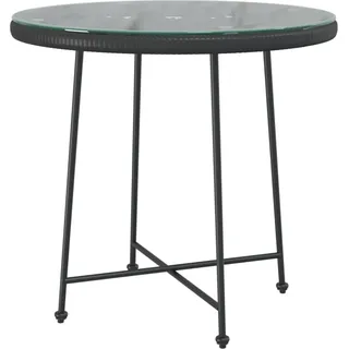 vidaXL Esstisch Schwarz Ø80 cm Hartglas und Stahl - Schwarz