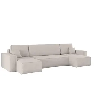 Kaiser Möbel Ecksofa mit schlaffunktion und bettkasten, Sofa U-form, Couch U-form Best Dicker Cord Poso Beige - Beige