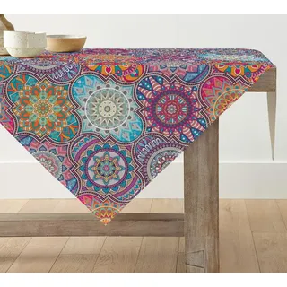 Artoid Mode Boho Vintage Geometrie Marokkanisch Mandala Tischdecke, Tischwäsche Küche Tisch Dekoration Drinnen Urlaub Party Dekor 100x100 cm
