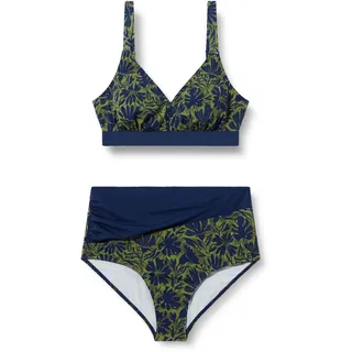 Ulla Popken Damen große Größen Übergrößen Plus Size Bikini, Blüten, ohne Softcups, Träger verstellbar, recycelt