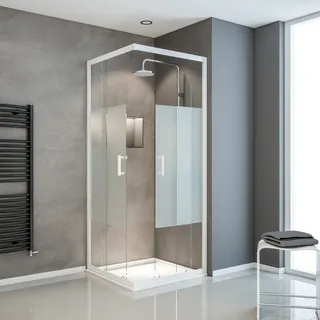 Schulte ExpressPlus Eck-Duschkabine mit Schiebetür 90 x 190 cm Alpinweiß Sicherheitsglas