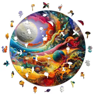 Iconic Puzzles – Powerful Moon, Fantasy, 100 % nachhaltiges Holzpuzzle, Geschenke für Kinder und Erwachsene, Größe S, 200 Teile