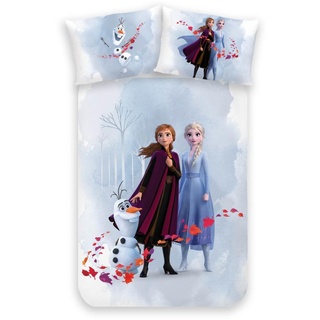 MTOnlinehandel Bettwäsche 100x135 40x60 Baumwolle · Flanell Biber Frozen Die Eiskönigin Babybettwäsche Kinderbettwäsche für Mädchen · 1 Kissenbezug 40x60 + 1 Bettbezug 100x135 cm - Anna & ELSA