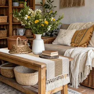 yuboo Boho-Tischläufer, kurz, Kleiner Makramee-Herbst-Tischläufer, 91,4 cm, Kommode, Läufer, Schal für Nachttisch, Couchtisch, Beistelltisch, Nachttisch, Küstenschreibtisch, Kommode Dekor