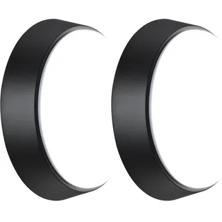 Luceco LED Eco Außenleuchte Rund, Außenlampe 10 Watt, Wandleuchte IP54 Wasserfest, Schwarz und Weiß Dekorring, EBER10S40-01 (Packung mit 2)