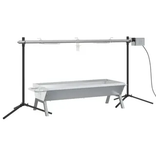 Automatischer Holzkohlegrill aus Edelstahl - Grill mit Motor - 150x46,5x82,5 cm - Tragkraft 40 kg - Silber