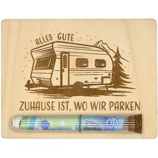 ZUKLA Verpackung für Geldgeschenk Reise Geldgeschenk Camping - 13 x 10 cm - mit Reagenzglas - Geschenk für Wohnmobil - Wohnwagen Spardose - Reisegutschein Geschenk Verpackung
