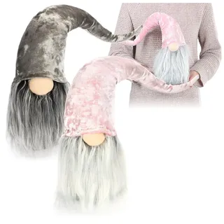 com-four® 2X Premium Weihnachts-Wichtel für die Weihnachtsdeko, winterliche Zwergen-Figur - Zipfelmütze - skandinavische Deko-Trolle - schwedischer Gnom mit Bart und Langer Wintermütze