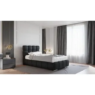 Homesy Polsterbett Bliss 100 x 200 cm mit Bettkasten und Lattenrost, Taschenfederkernmatratze 19cm - schwarz , Schwarz , Holz , Mode , 100x200 cm , Oeko-Tex® Standard 100 , Schlafzimmer, Betten, Polsterbetten