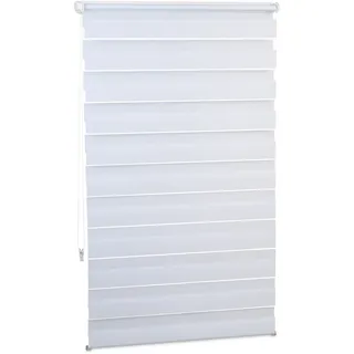 Relaxdays Doppelrollo Klemmfix 85 x 156 cm transparent/weiß