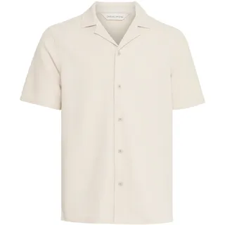 Kurzarmhemd CASUAL FRIDAY "Kurzarmhemd CFArcher", Herren, Gr. 3XL, N-Gr, beige (rainy day), Obermaterial: 55% Baumwolle CO. 43% Polyester PES. 2% Elasthan EL., Hemden Kurzarmhemd