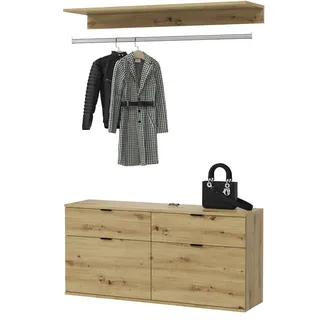 inn.furn Garderobenset 3-teilig Eiche Beige