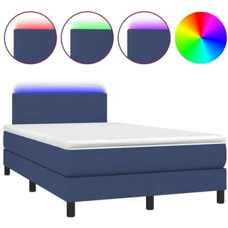 vidaXL Boxspringbett mit Matratze & LED Blau 120x200 cm Stoff - Blau