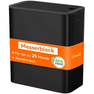 Lifewit Messerblock ohne Messer Schwarz, für bis zu 25 Messer, Schwarz | Kunststoff Messerständer, mit Abflusslöcher, Rutschfeste Füße, Schlitz für Messerschärfer, für Küchenarbeitsplatte