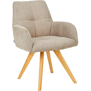 Linea Natura Armlehnstuhl , Taupe , Holz, Textil , Wildeiche , vollmassiv , Stativgestell , 62x87.5x68.5 cm , inklusive Armlehnen , Esszimmer, Stühle, Polsterstühle