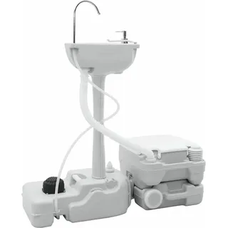 vidaXL Camping Toiletten-Set 2 pcs Grau und Weiß - Grau