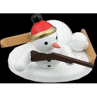Holzfigur Weihnachtsfigur Schneemann Biathlet liegend Höhe ca 6,5 cm NEU