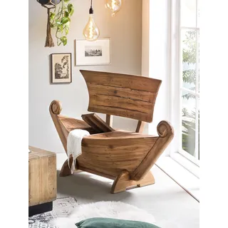 Truhenbank SIT "Romanteaka", beige (natur, natur), B:145cm H:99cm T:65cm, Holz, Sitzbänke, Truhenbank