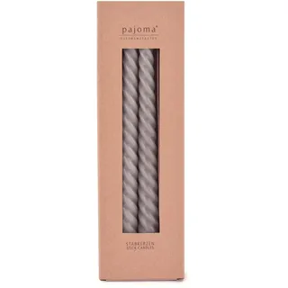 pajoma® Gedrehte Stabkerzen Grau 8 Stück | Hochwertige Drehkerzen - 45g Wachsgewicht, ca. 5 Std. Brenndauer, 250 x 20 mm | Premium Spiralkerzen, Twisted Kerzen, Wendekerzen