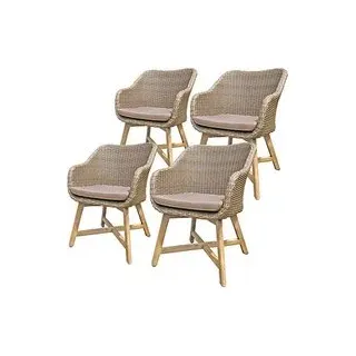 Garden Pleasure Gartenstühle mit Armlehnen OAKLAND braun, Holz, 4 St.