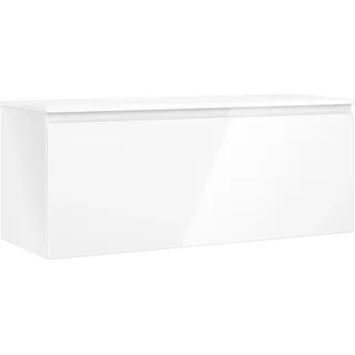 Mexen Orio Badezimmerschrank 120 cm mit Arbeitsplatte, 1 Schublade, Weiß Hochglanz - 91A10-12047-1-BFC00 - Weiß