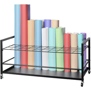 Vevor Blaupausen Aufbewahrungsregal, Blaupausenhalter mit 50 Fächern und Rädern, Blaupausen Aufbewahrungswagen aus Metall für Karten, Poster, Architektur, Rollordnerhalter für Büro, Schule, Studios